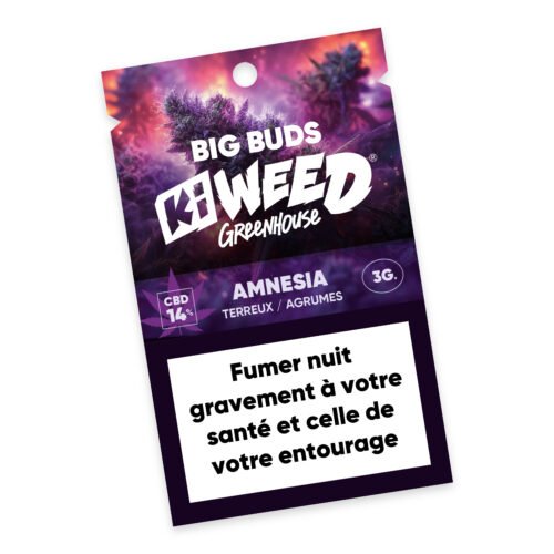 Fleurs CBD Amnesia Greenhouse Kiweed en pochette Doypack 3GR.