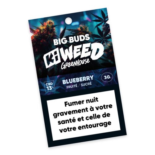 Fleurs CBD Blueberry Greenhouse Kiweed en pochette Doypack 3GR.